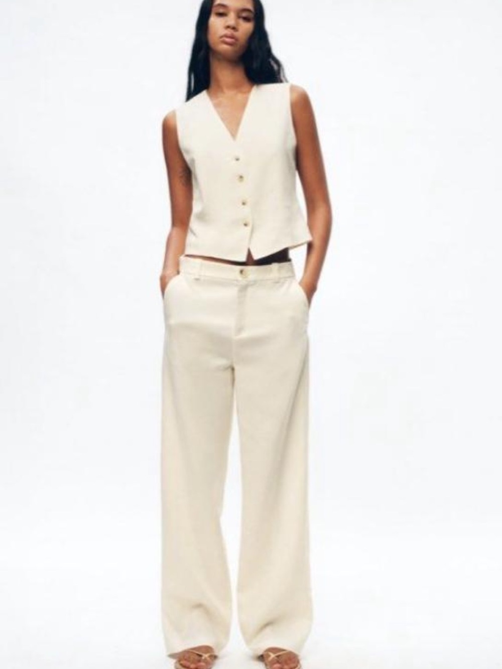 NWT Zara ZW Ecru Tailored Trousers.
